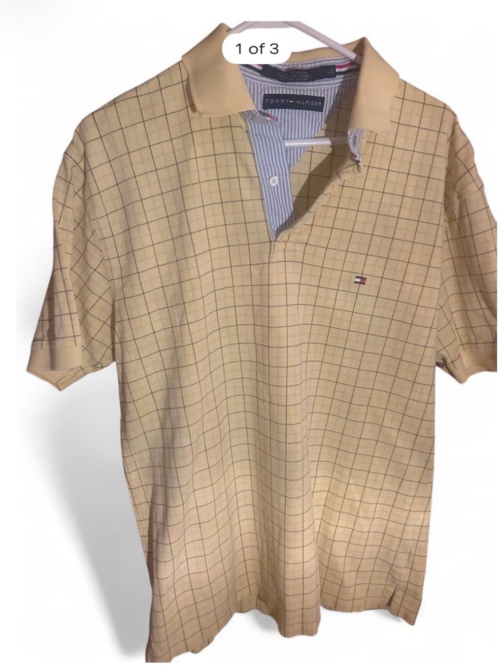 Tommy Hilfiger Men’s Beige Check Polo Shirt